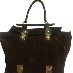 Jane August Unsex chocolate suede hobo shoulder handbag